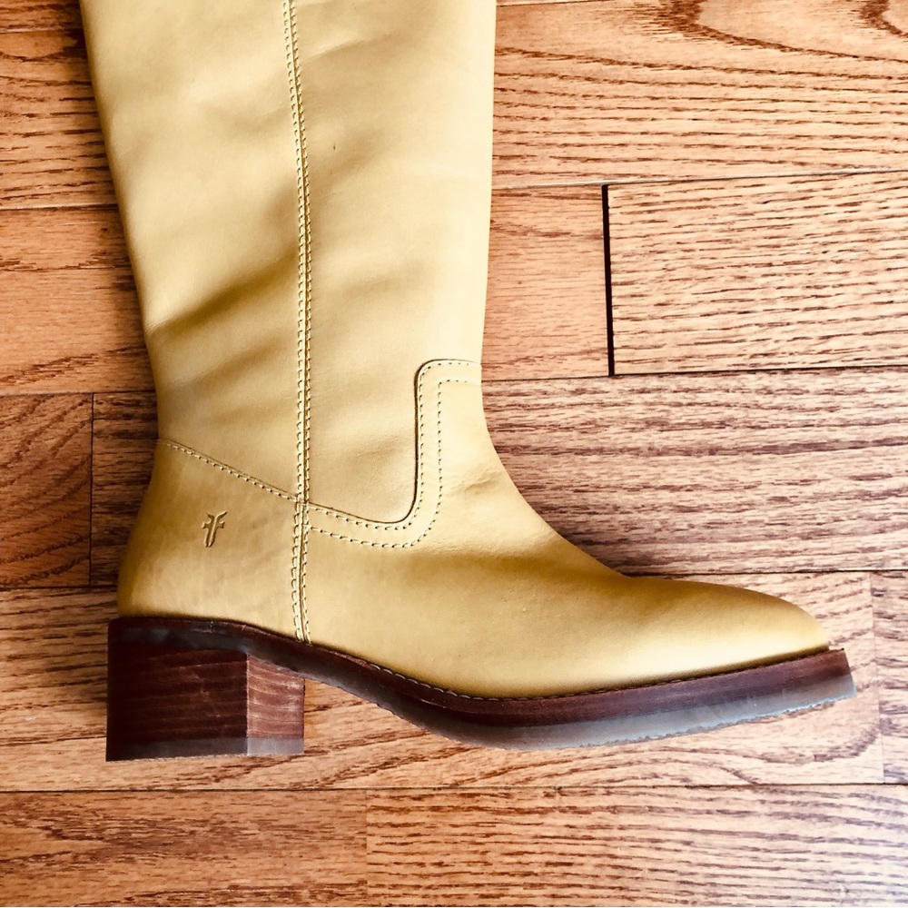 Frye Camryn Tall Pull On Boots light yellow "banana" leather Women’s Size 8 NWT - Picture 13 of 16
